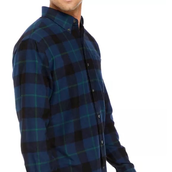 Saddlebred - Men's Long Sleeve Flannel Plaid Button Up Shirt XL, Beam Blue - Picture 3 of 6